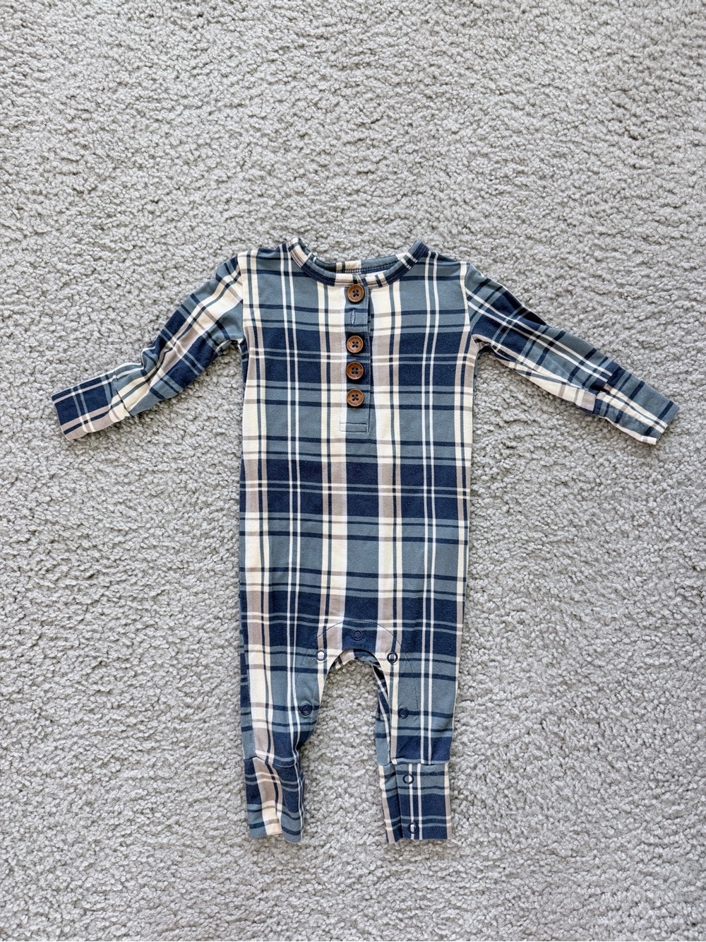 Posh Peanut Navy Plaid Romper